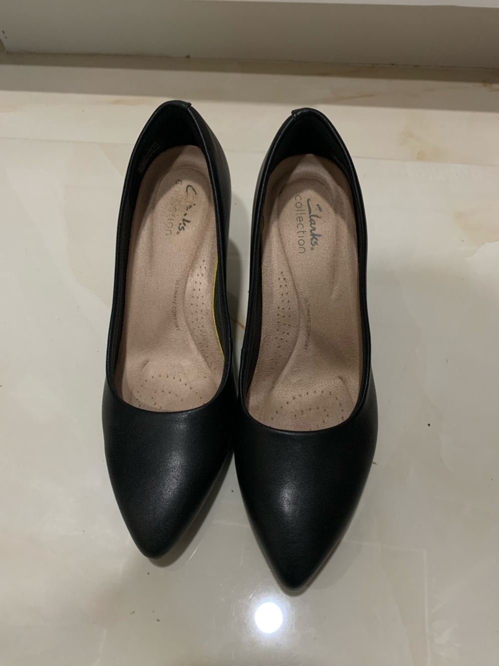 Clarks Black Pointed Toe Heels